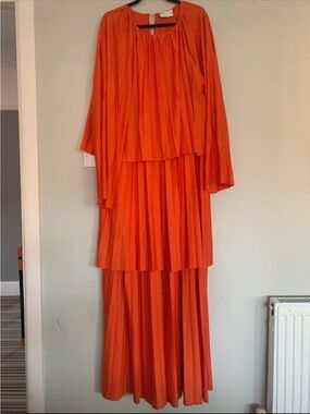 ASOS Orange Tiered Pleated Maxi Dress - Women